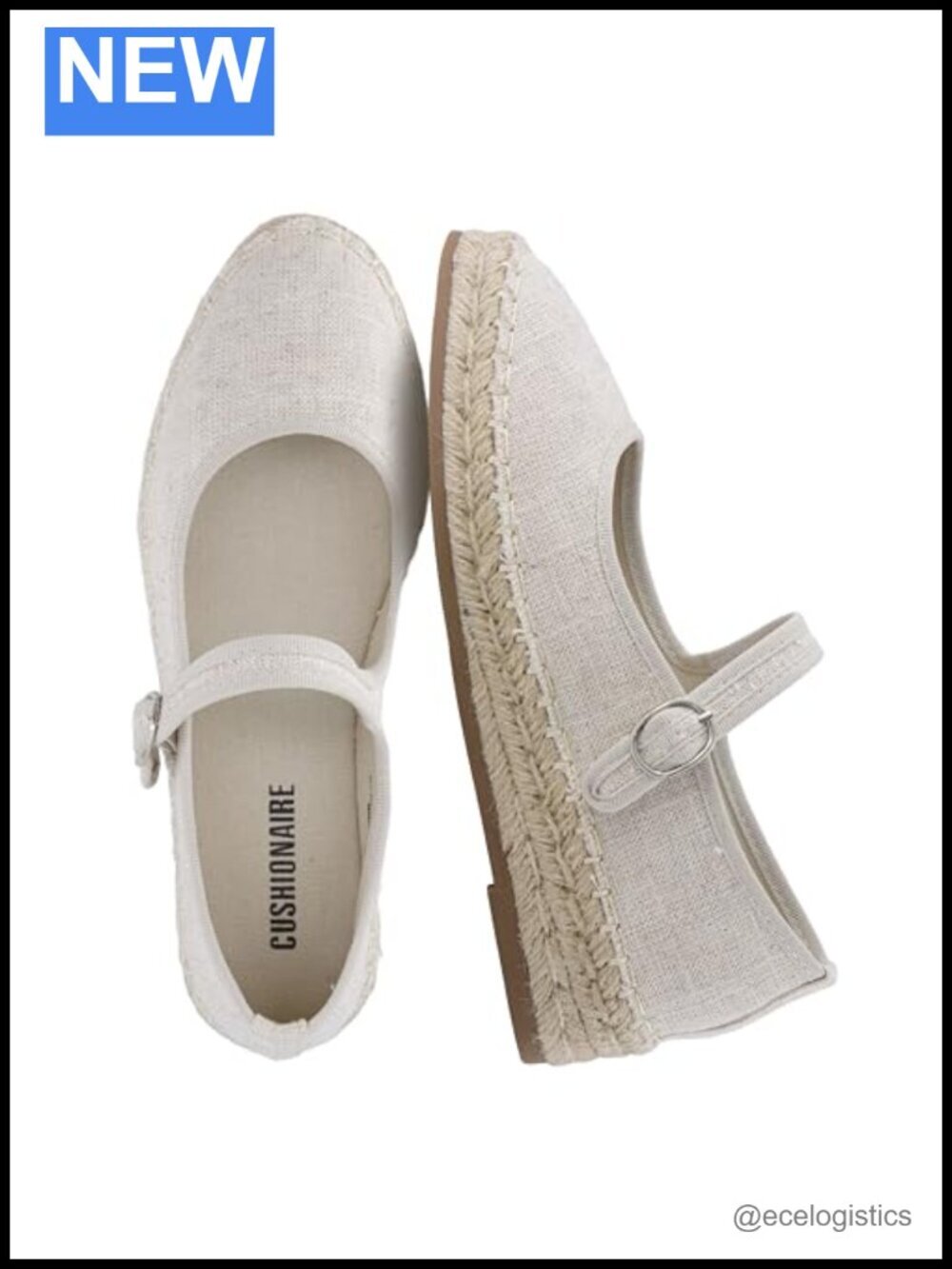 Canvas Mary Jane Flat Espadrilles with Adjustable Strap, Cushioned Comfort